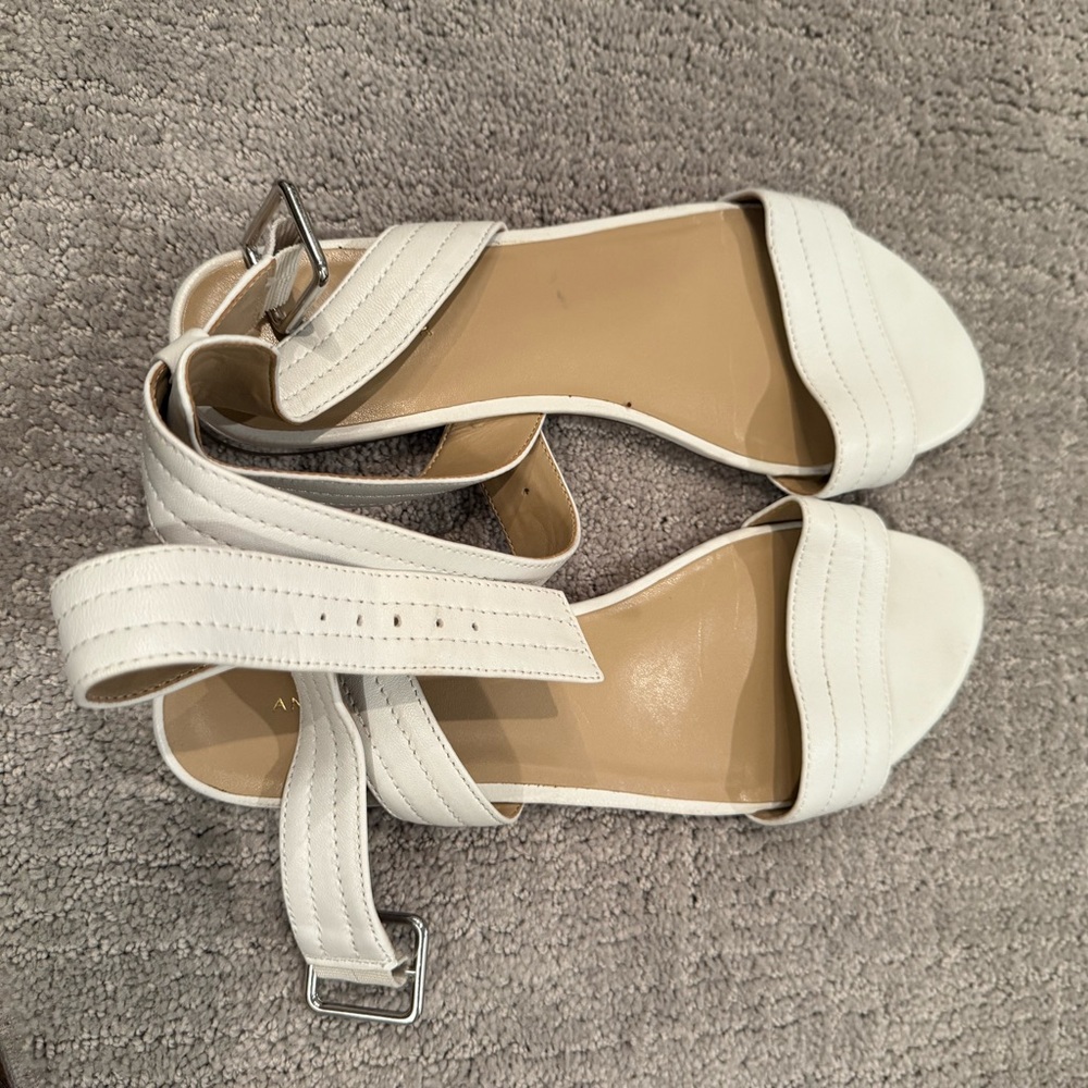 Ann Taylor White Sandals with Ankle Straps